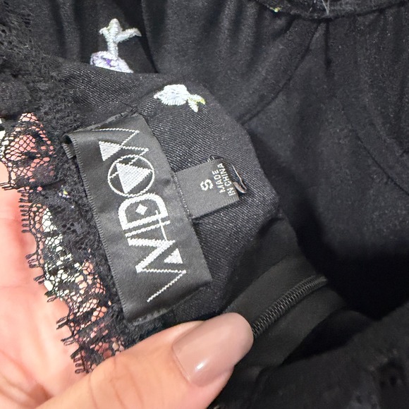 Widow Enchanted Forest Embroidered Floral Lace Trim‎ Mini Dress small s - Picture 4 of 8